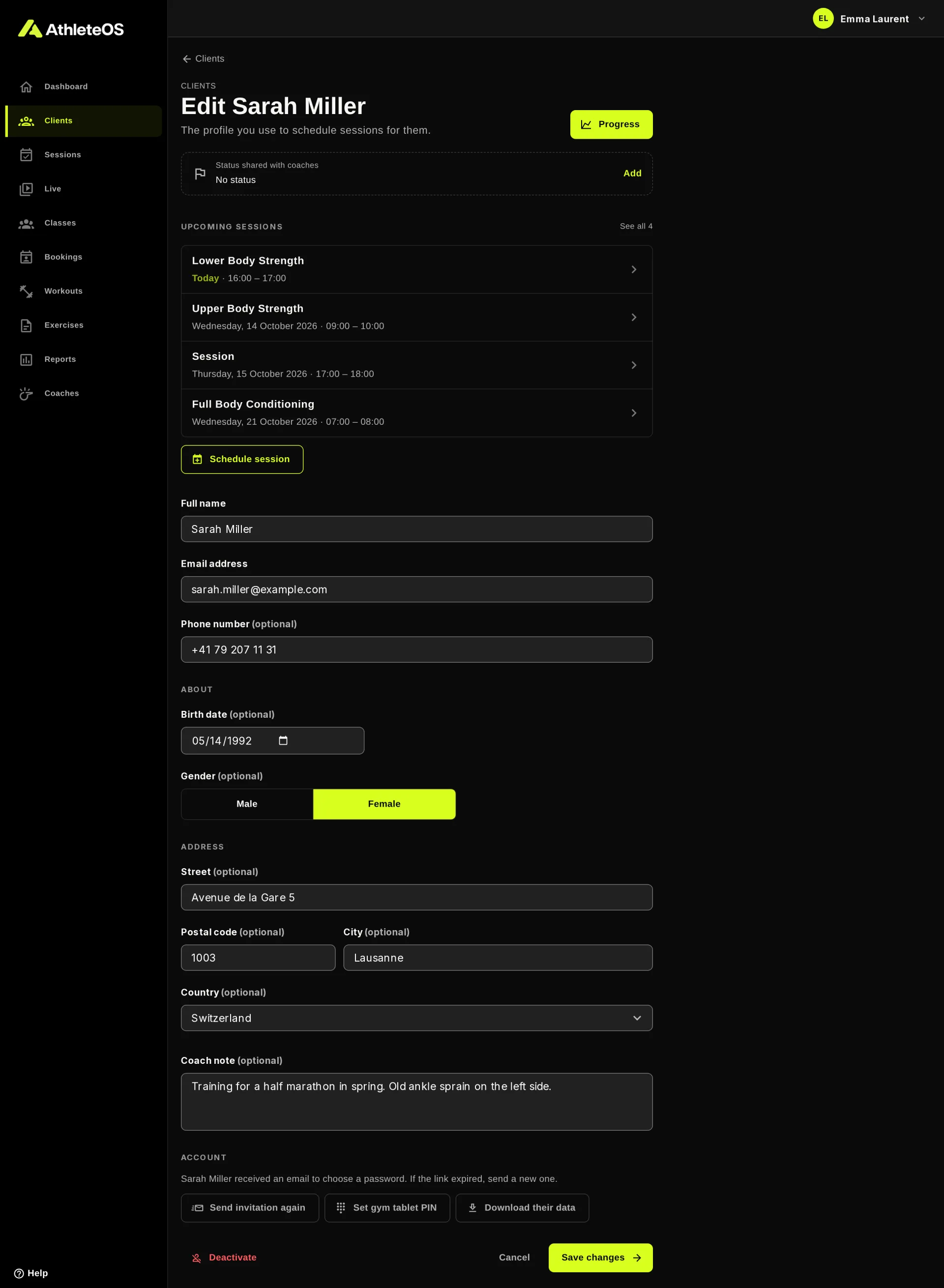 The profile of a client
