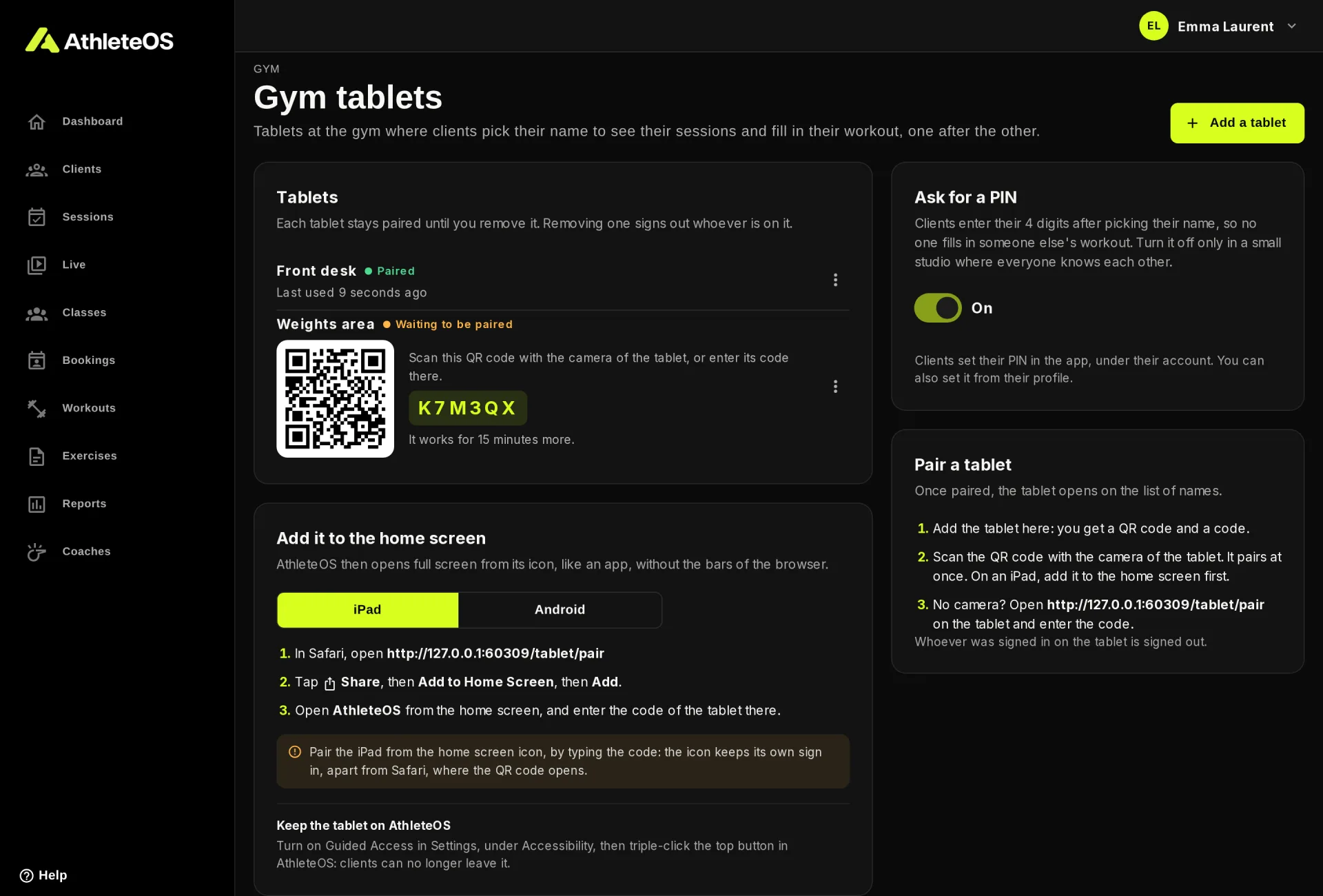 The gym tablets page