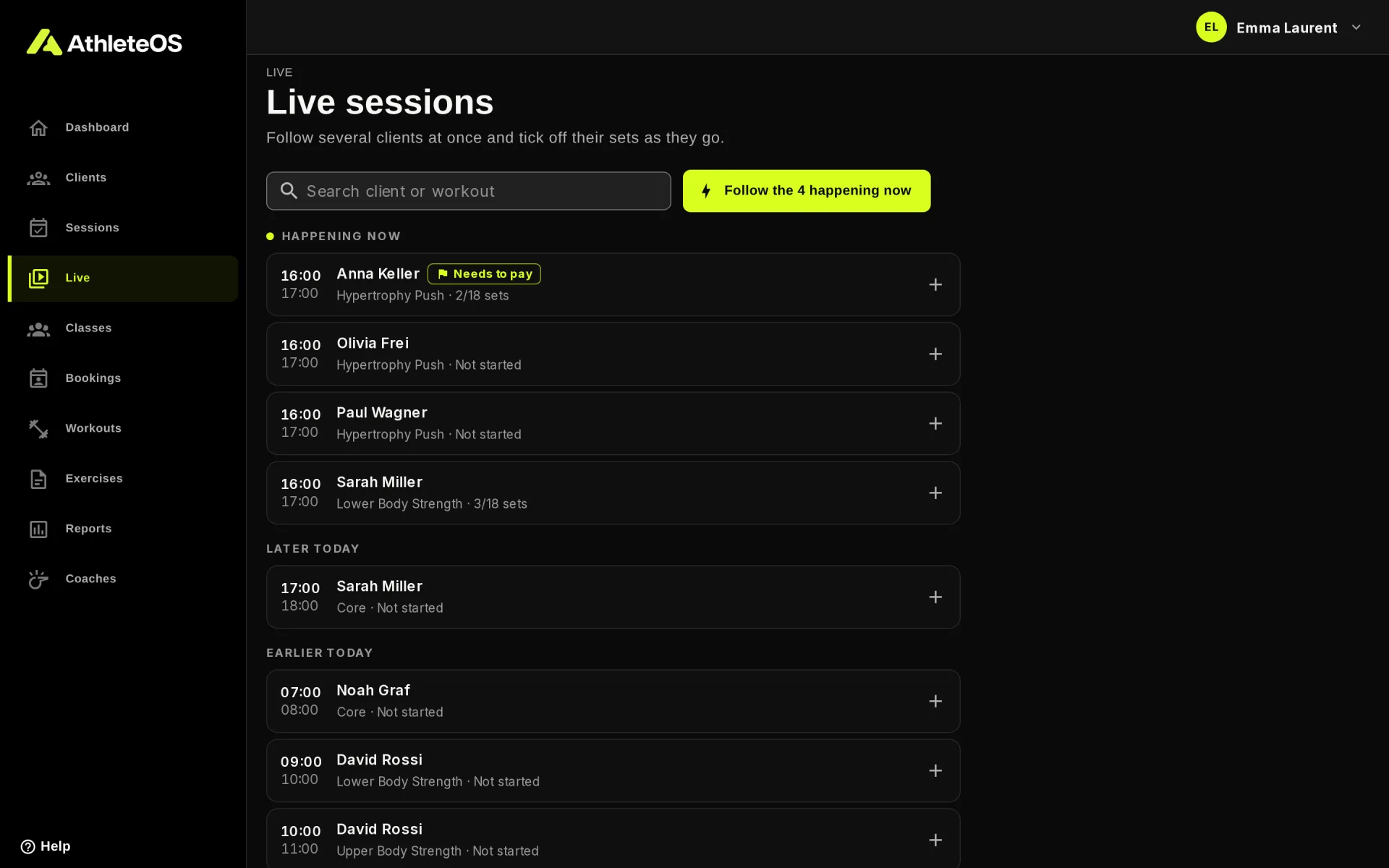 Choosing the sessions to follow