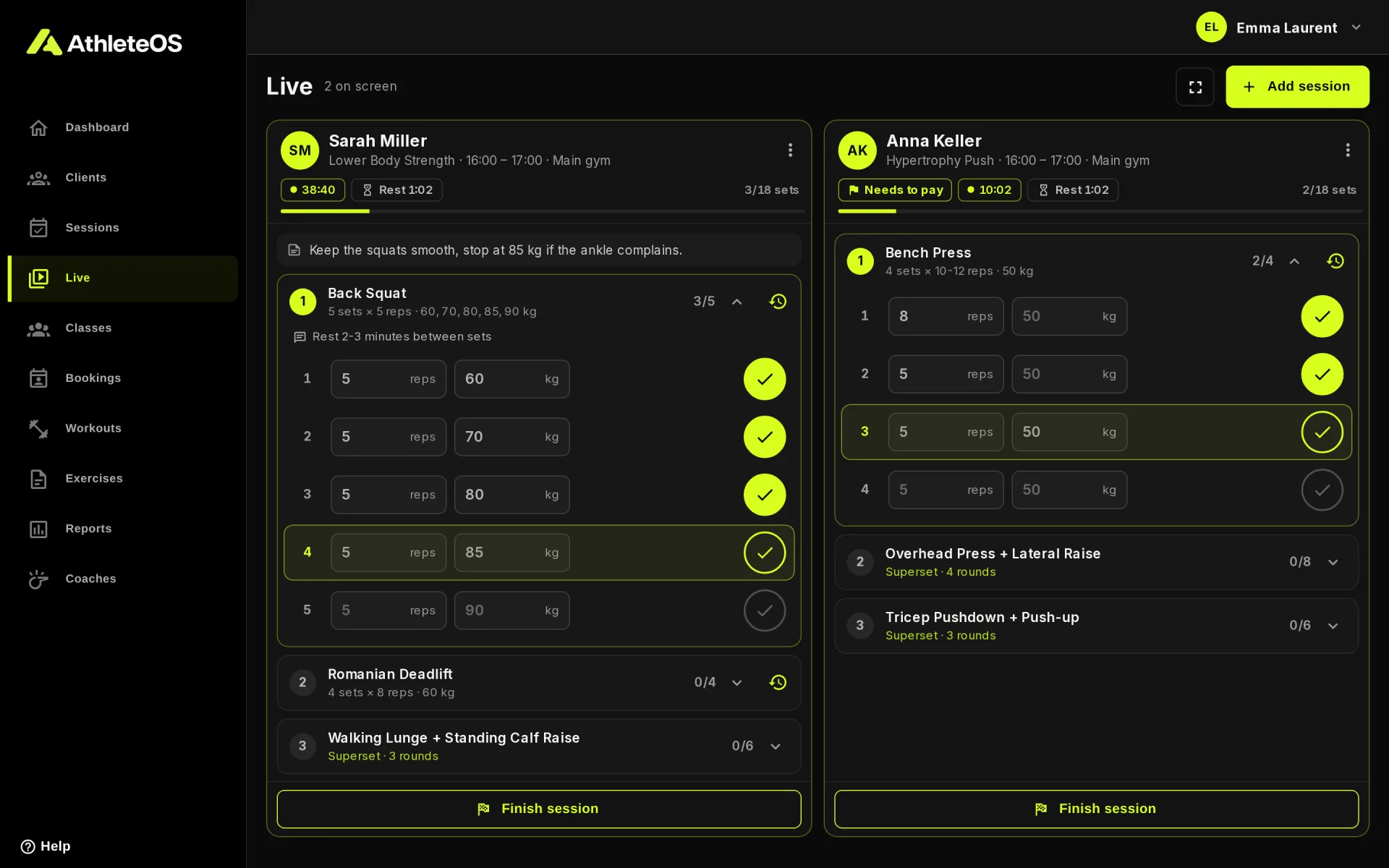 Two sessions followed live