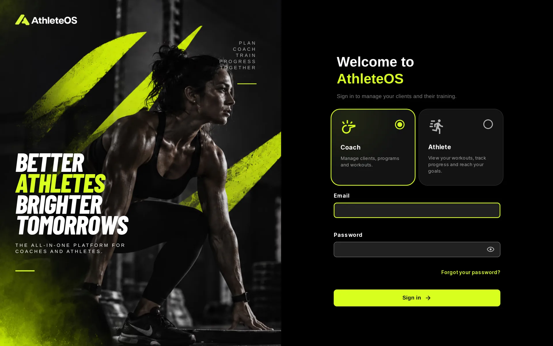 The sign-in page