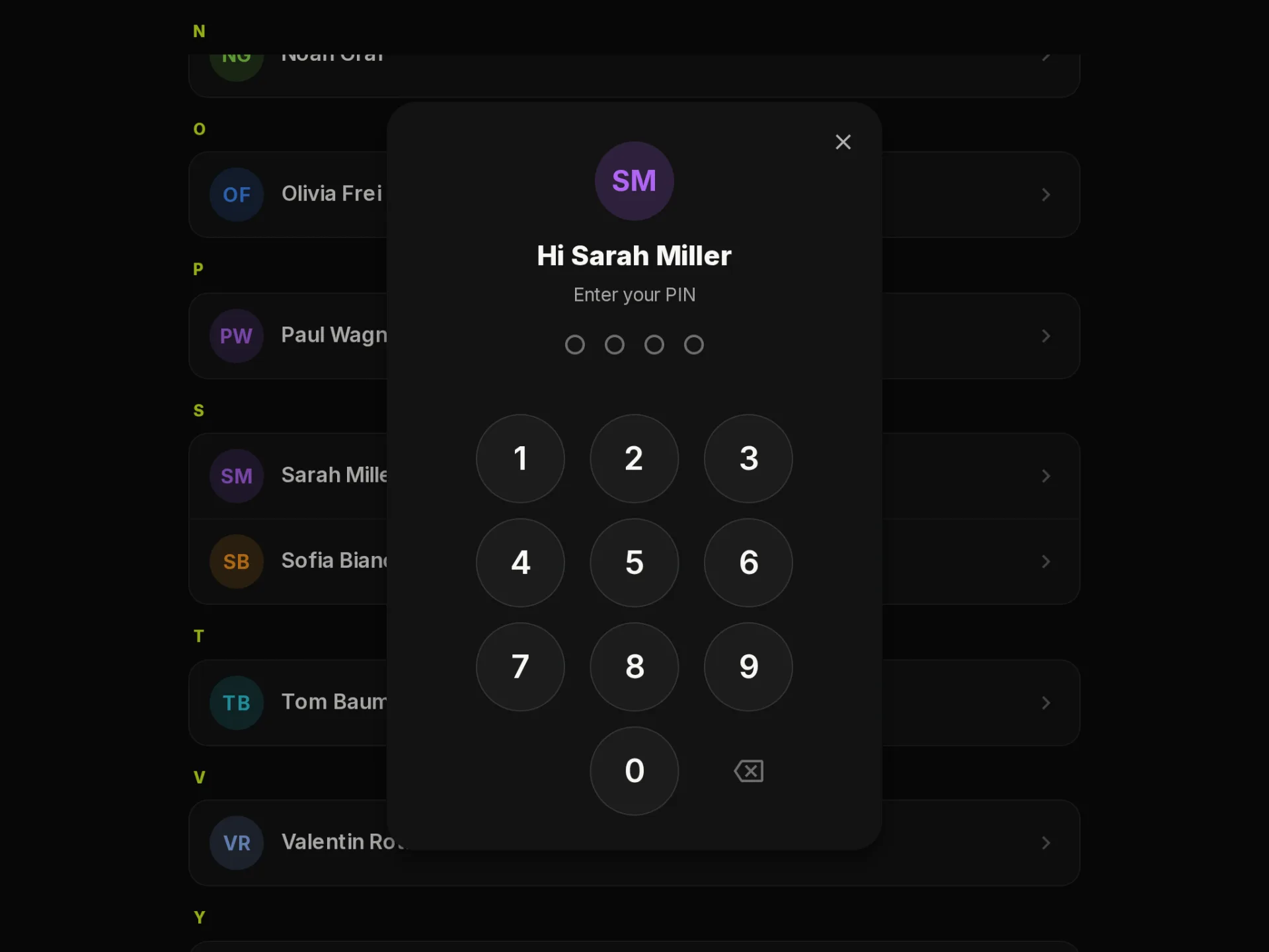 Entering a PIN on a gym tablet